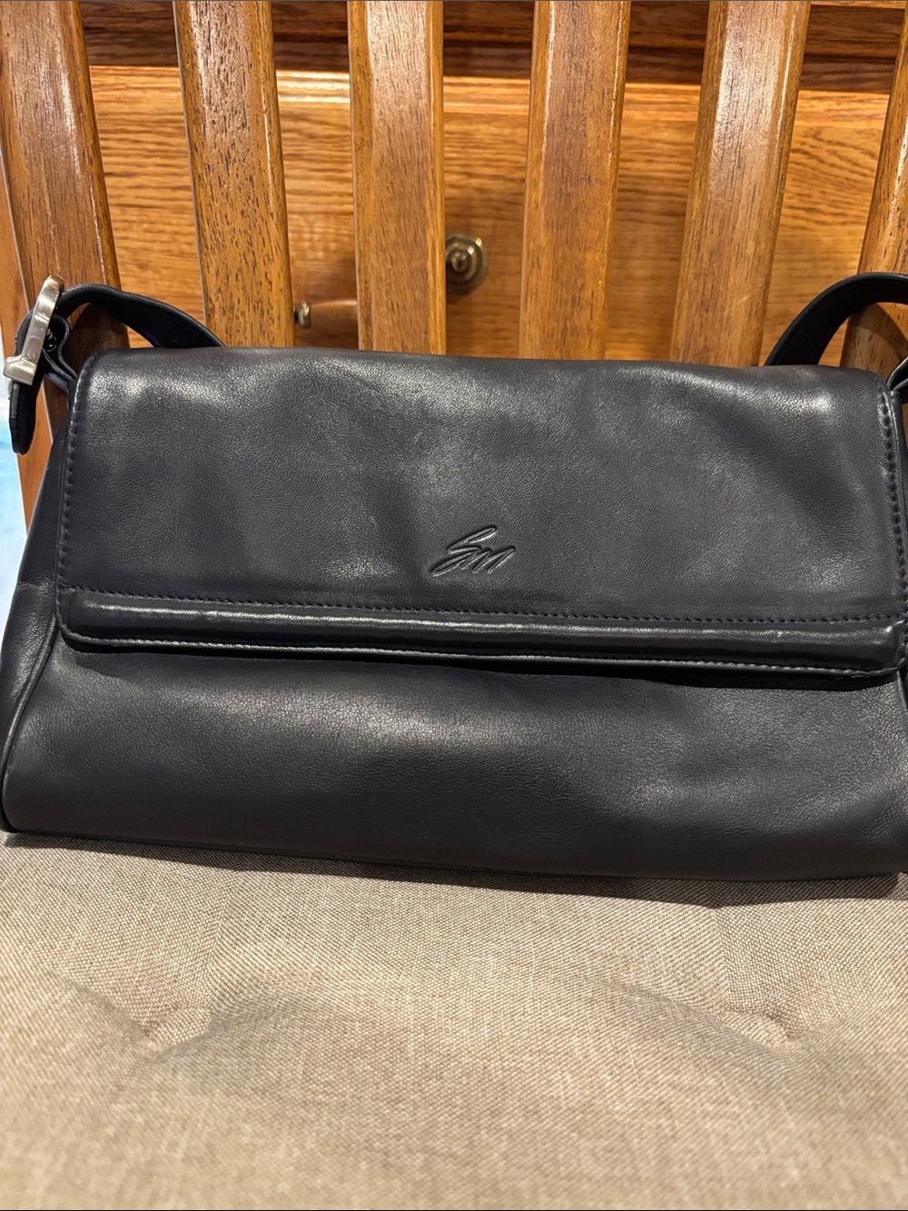 Stone Mountain Black Leather Shoulder Bag - Sleek Everyday Carry